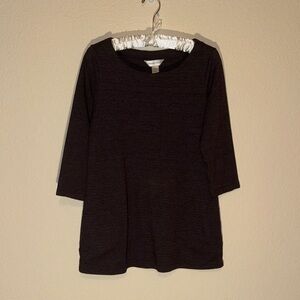 Christopher & Banks Women's Dark Chocolate Brown Quarter Sleeve Top